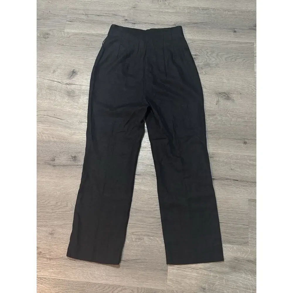 Reformation Black Wide Leg Linen Pants
